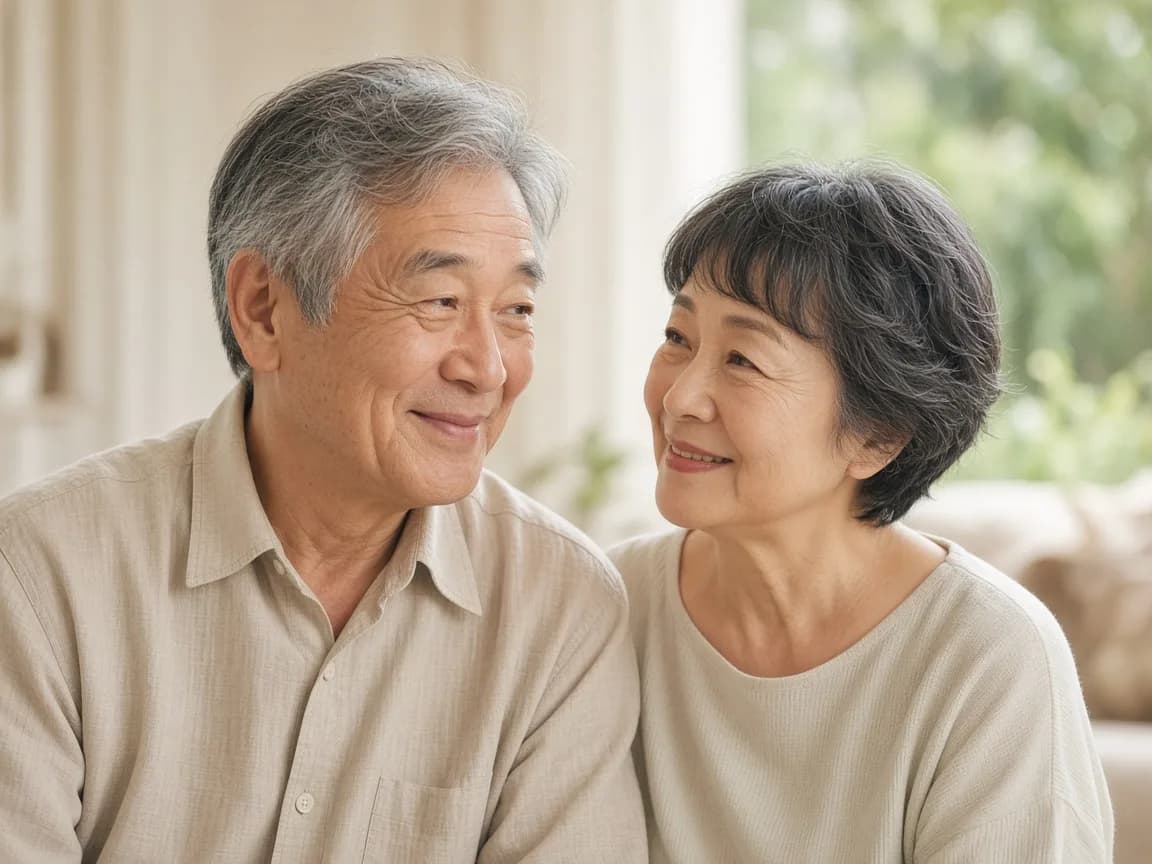笑顔で寄り添う仲良し夫婦